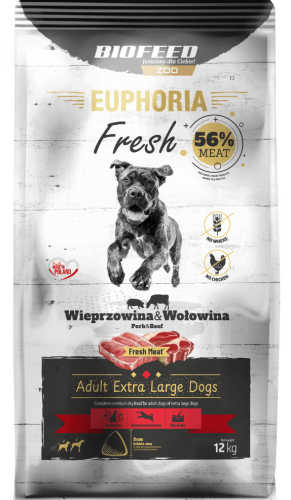 BIOFEED Karma dla psów EUPHORIA Fresh z wieprzowiną i wołowiną (rasy bardzo duże i olbrzymie) 12kg