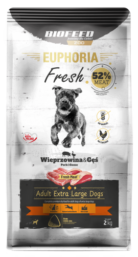 BIOFEED Karma dla psów EUPHORIA Fresh z wieprzowiną i gęsią (rasy bardzo duże i olbrzymie) 2 kg