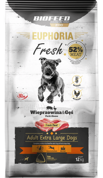 BIOFEED Karma dla psów EUPHORIA Fresh z wieprzowiną i gęsią (rasy bardzo duże i olbrzymie) 12 kg 