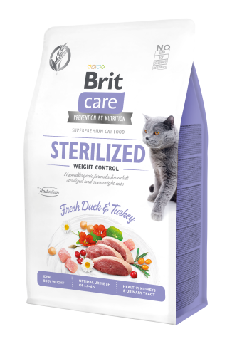 BRIT CARE  STERILIZED Weight Control Kaczka i Indyk 2kg