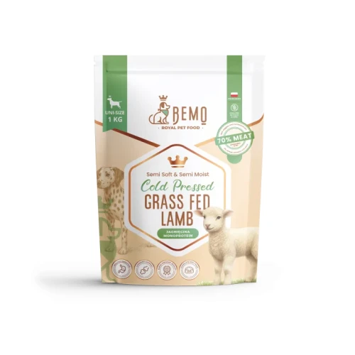 BEMO Cold Pressed Grass Fed Lamb - karma tłoczona na zimno dla psów z jagnięciną 1kg