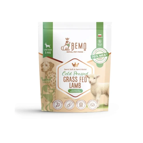 BEMO Cold Pressed Grass Fed Lamb - karma tłoczona na zimno dla psów z jagnięciną 3kg