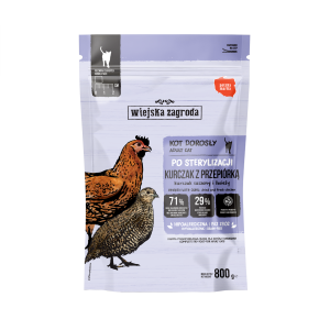 Wiejska Zagroda Karma sucha dla kota po sterylizacji Kurczak z przepiórką (dorosły) 800g
