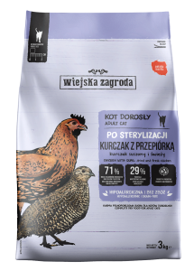 Wiejska Zagroda Karma sucha dla kota po sterylizacji Kurczak z przepiórką (dorosły) 3kg