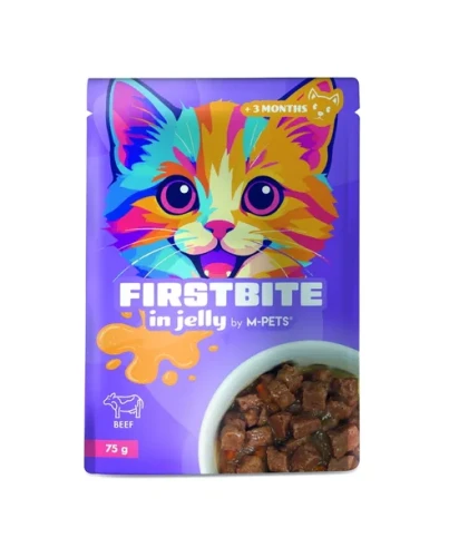 FIRSTBITE mokra karma w galaretce z wołowiną dla kota 85g