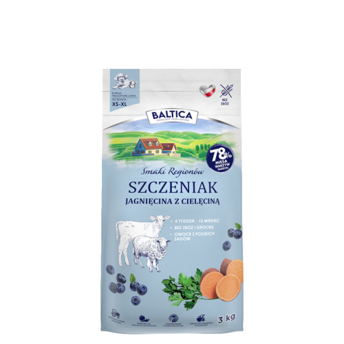 Baltica Smaki Regionów Jagnięcina z cielęciną dla szczeniąt wszystkich ras karma 3kg