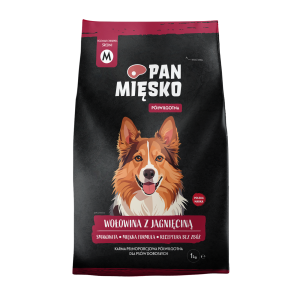 PAN MIĘSKO Karma półwilgotna dla psów dorosłych Wołowina z jagnięciną 1kg