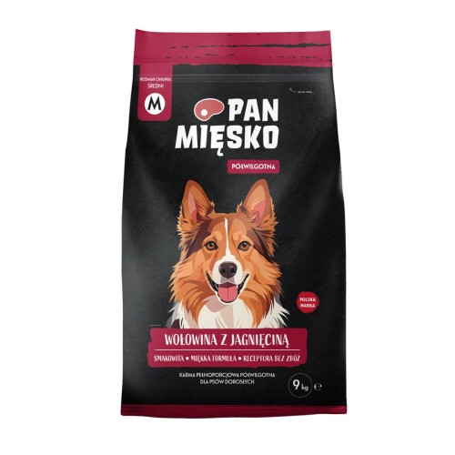 PAN MIĘSKO Karma półwilgotna dla psów dorosłych Wołowina z jagnięciną 9kg