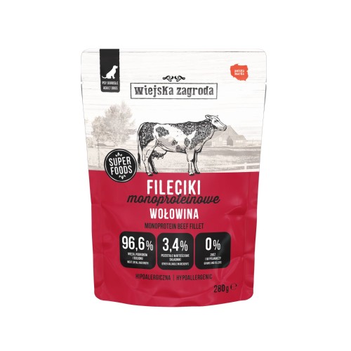 WIEJSKA ZAGRODA Karma mokra dla psa Fileciki Wołowina Monoproteinowa (dorosły) 280g