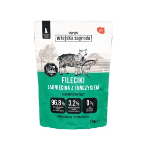 WIEJSKA ZAGRODA Karma mokra dla psa Fileciki Jagnięcina z tuńczykiem (szczeniak) 280g