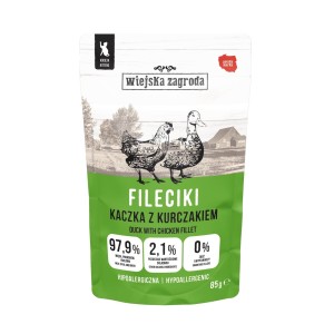 WIEJSKA ZAGRODA Karma mokra dla kota Fileciki Kaczka z kurczakiem (kociak) 85g