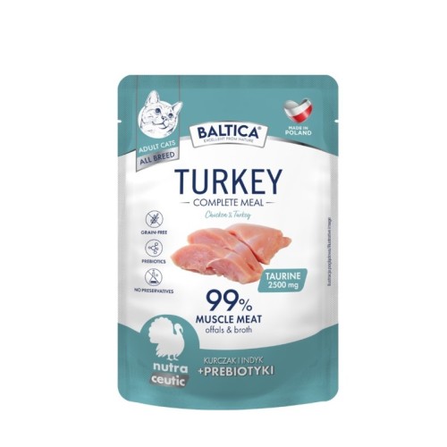 BALTICA NUTRACEUTIC mokra karma dla kota kurczak z indykiem i prebiotykami 100g