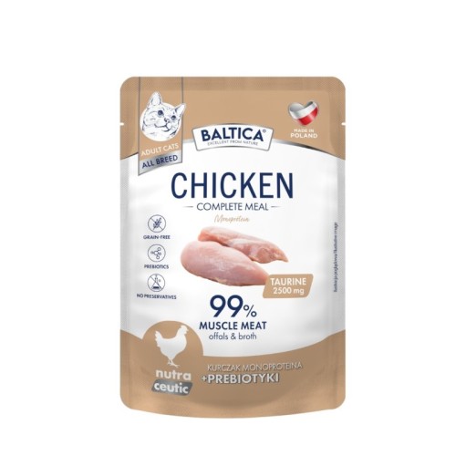 BALTICA NUTRACEUTIC monoproteinowa mokra karma dla kota kurczak z prebiotykami 100g