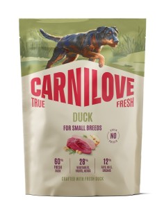 CARNILOVE TRUE FRESH sucha karma z kaczką dla dorosłych psów małych ras 1,5kg