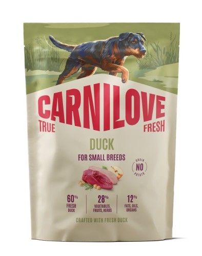CARNILOVE TRUE FRESH sucha karma z kaczką dla dorosłych psów małych ras 1,5kg