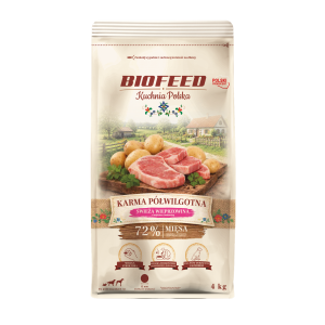 BIOFEED Kuchnia Polska – Karma półwilgotna ze świeżą wieprzowiną dla psów dorosłych 4 kg