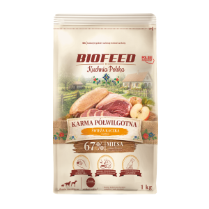 BIOFEED Kuchnia Polska – Karma półwilgotna ze świeżą kaczką dla psów dorosłych 1 kg