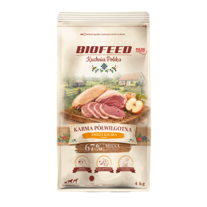BIOFEED Kuchnia Polska – Karma półwilgotna ze świeżą kaczką dla psów dorosłych 4 kg