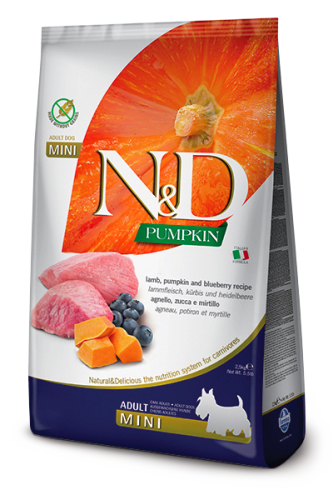 FARMINA N&D PUMPKIN Adult Mini Lamb, Pumpkin and Bluberry 7kg 
